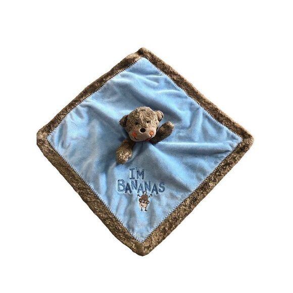 Carter's Blue Monkey I’m Bananas Silky Swaddling Blanket Blankie Lovey - Picture 1 of 2